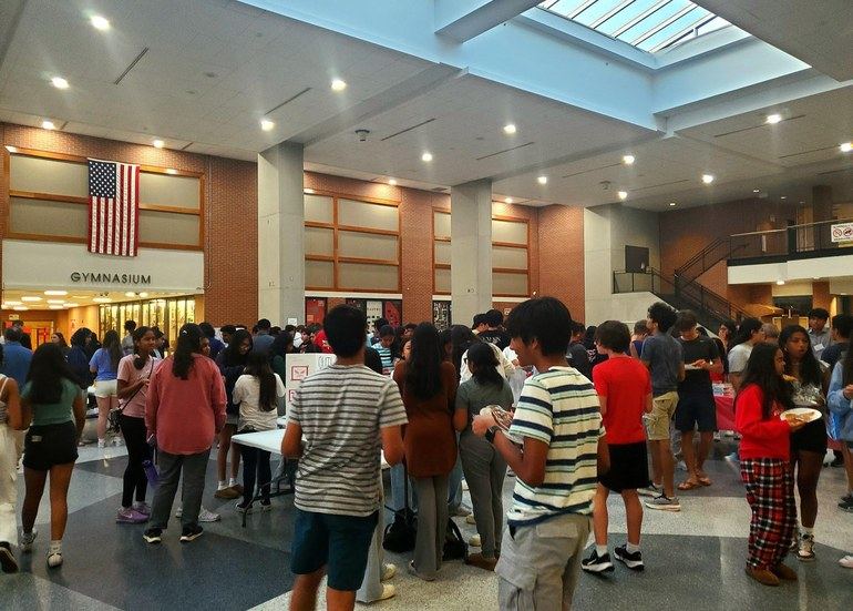 Students enjoying free concessions in the commons